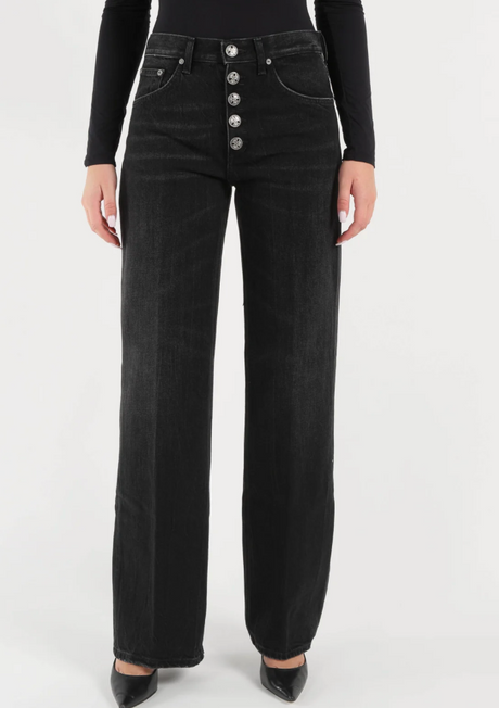 SOLOTG. 25-26-27 , DONDUP Jeans Donna Palazzo con Bottoni Gioiello - ART. DP427B Mod. Jacklyn