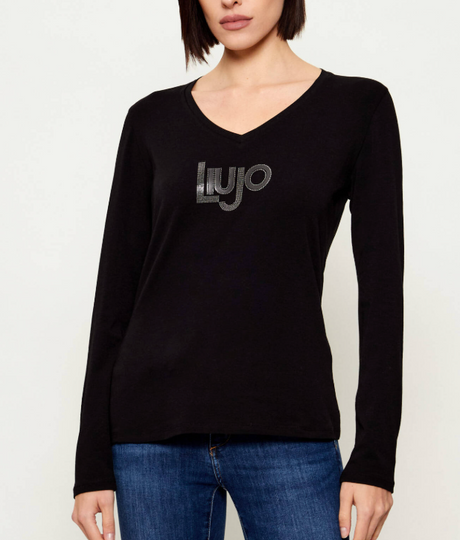 LiuJo T-shirt con stampa TA6053 -Nera Manica Lunga NEW