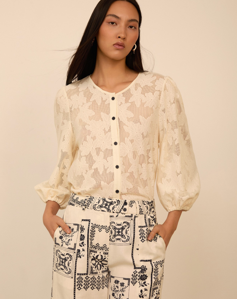MEISIE - Camicia Manica Ampia Fantasia - M05B71IVY