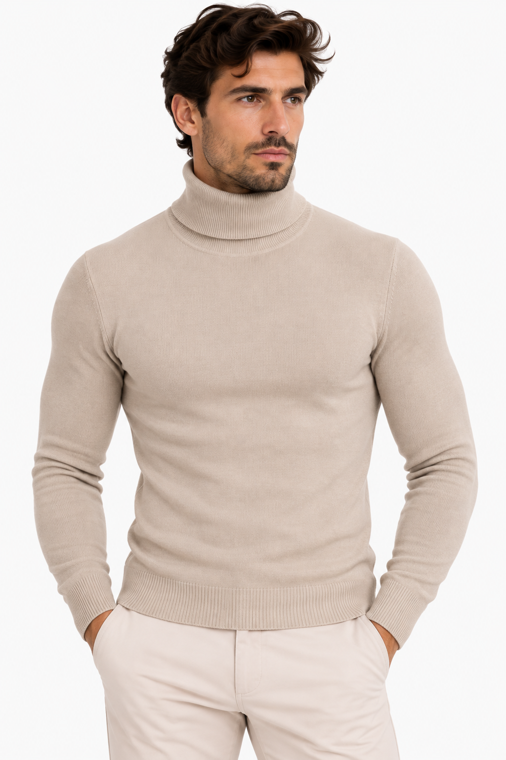 SOLO TG. M,XL - Maglia Dolcevita Soft Touch - GIANNI LUPO - Col. Beige  GL33386