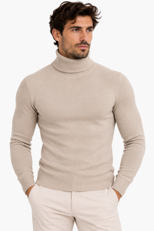SOLO TG. M,XL - Maglia Dolcevita Soft Touch - GIANNI LUPO - Col. Beige  GL33386