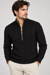 Maglione Mezza Zip Lavorato Invernale - GIANNI LUPO - Col. NERO - GL35632