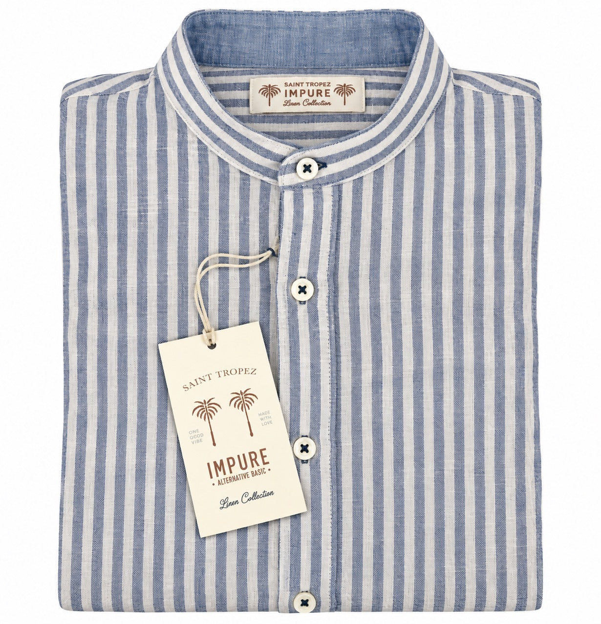 SOLO TG XL e XXL - IMPURE - Camicia Coreana Lino LARS 366