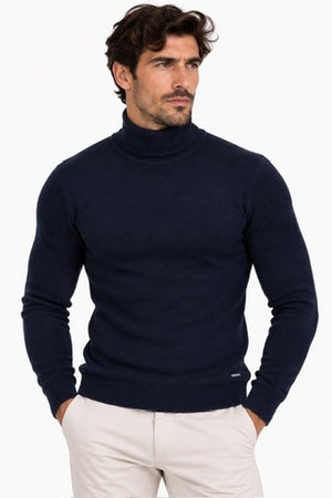 Maglia Collo Alto CASHEMERE + LANA  - GIANNI LUPO - Col. Blu