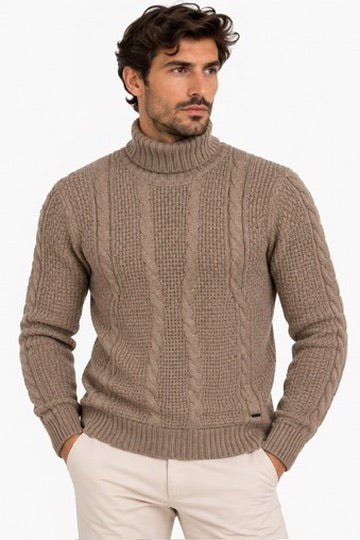 Maglione Collo Alto Tessuto INVERNALE TRECCIA - GIANNI LUPO - Col. MUD - BW793