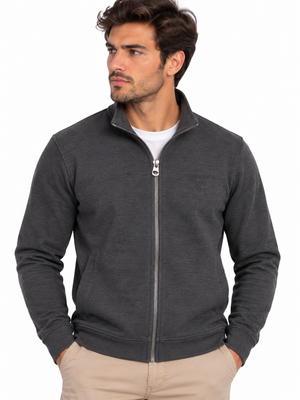 SOLO TG. M - Giacca Tuta Felpata con Zip e Tasche - FRED MELLO - GRIGIO