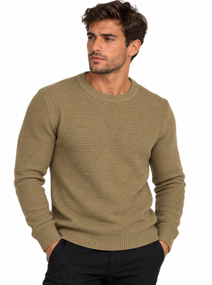 SOLO TG . 3XL - Maglia Girocollo Tessuto Lavorato - GIANNI LUPO - Col. Camel