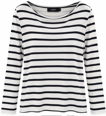 SOLO TG. S - SEVENTY - T-shirt Maglia Fantasia Manica Lunga - Nero e Bianca