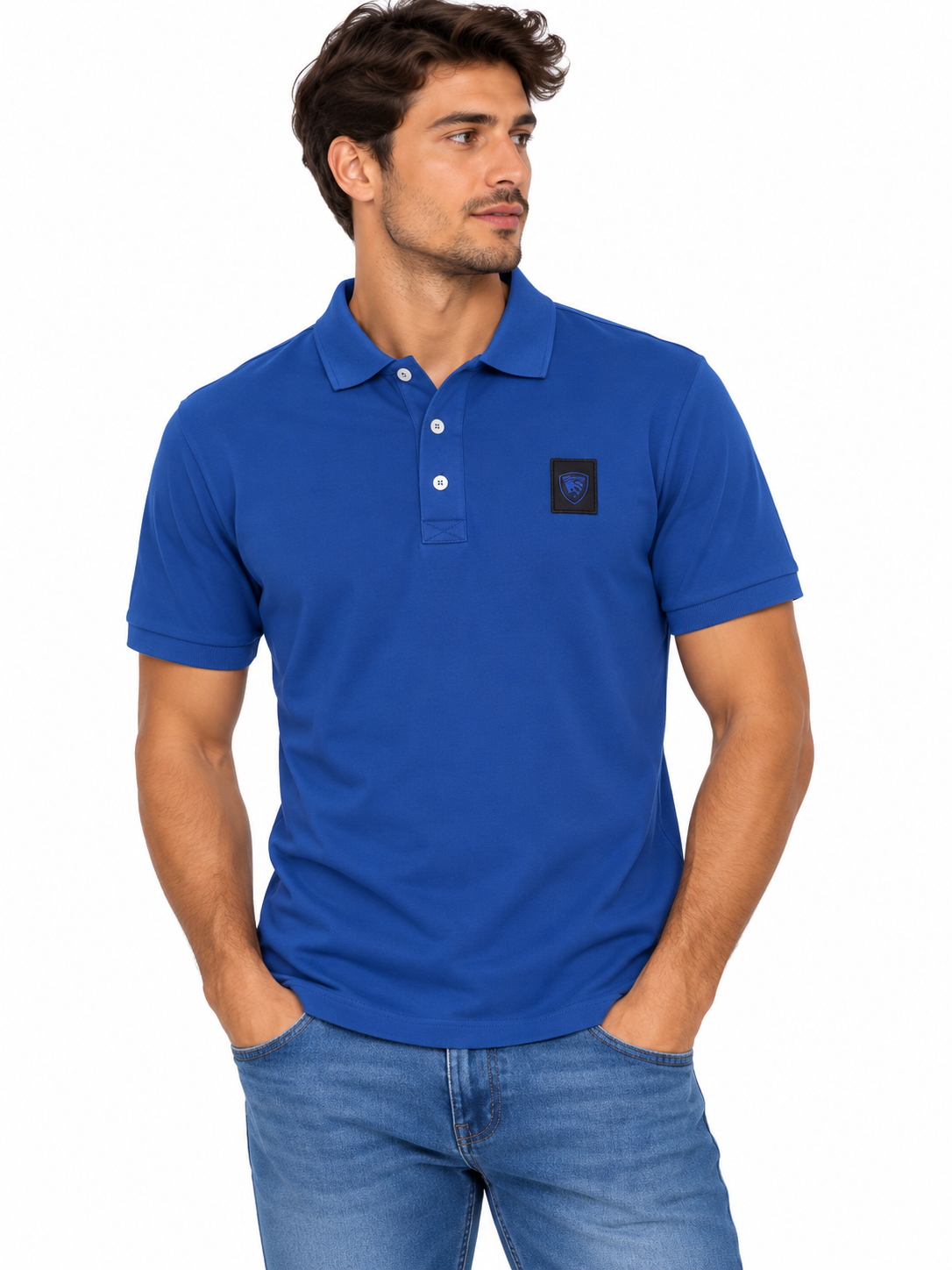 Blauer Polo in Jersey di Cotone - Bluette
