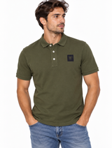 SOLO TG. S, M  Blauer Polo in Jersey di Cotone - Verde Militare