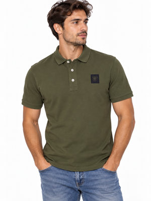 SOLO TG. S, M  Blauer Polo in Jersey di Cotone - Verde Militare
