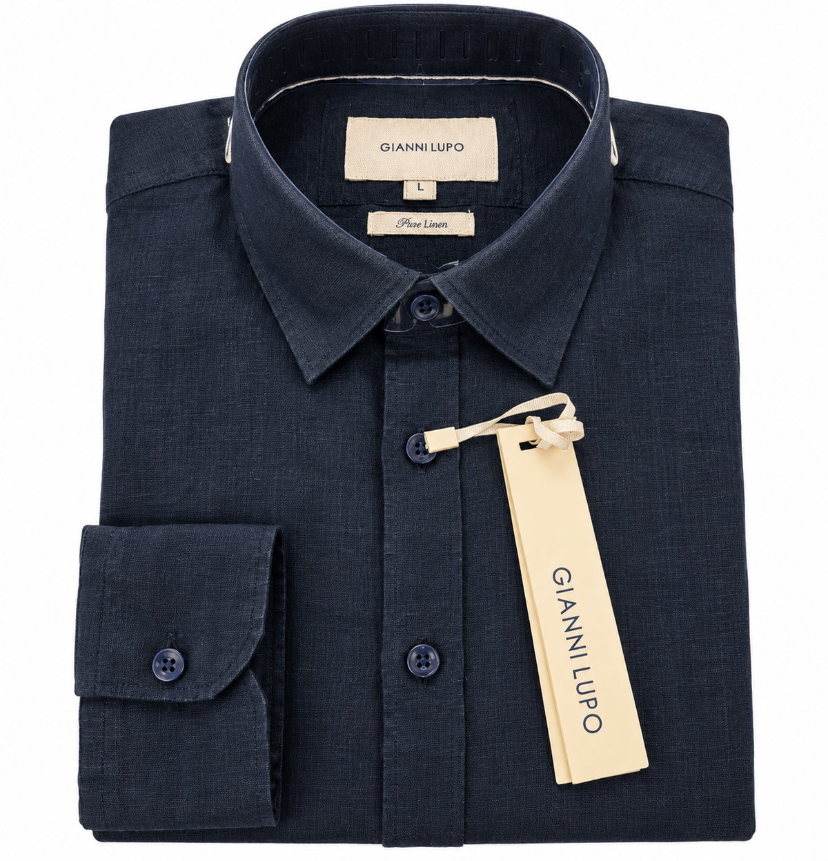 SOLO TG L e 3XL - GIANNI LUPO - Camicia Lino BLU GL7619S