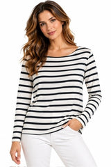 SOLO TG. S - SEVENTY - T-shirt Maglia Fantasia Manica Lunga - Nero e Bianca