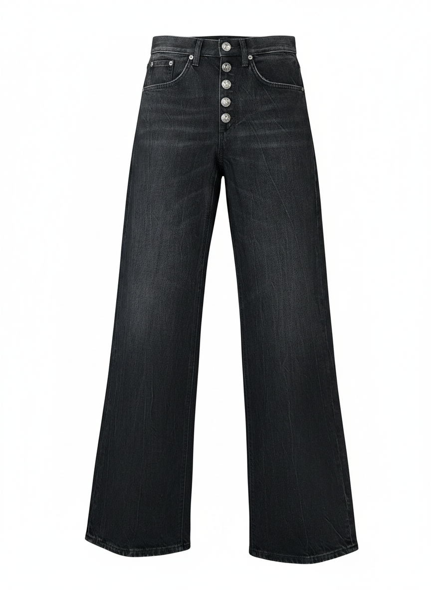 SOLOTG. 25-26-27 , DONDUP Jeans Donna Palazzo con Bottoni Gioiello - ART. DP427B Mod. Jacklyn