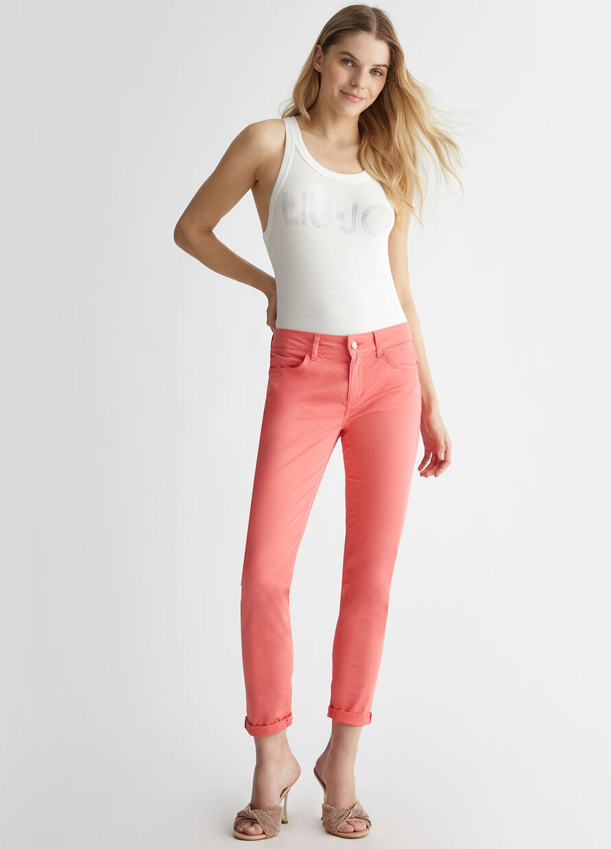 SOLO TG.29 - LiuJo - Pantaloni cropped bottom up - MA4272 T4810 - New Rosa Salmone