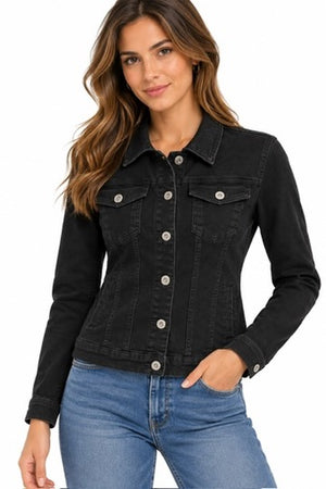 SOLO TG. XL che veste una M - Giubbottino Jeans Nero Donna Q2