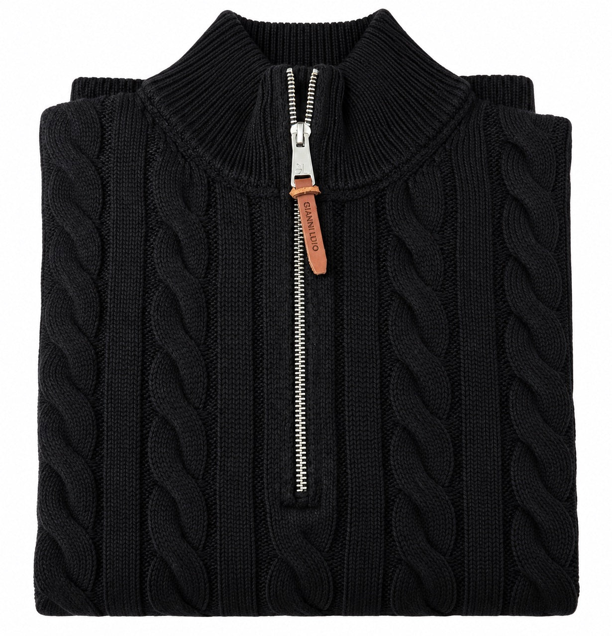 Maglione Mezza Zip Lavorato Invernale - GIANNI LUPO - Col. NERO - GL35632