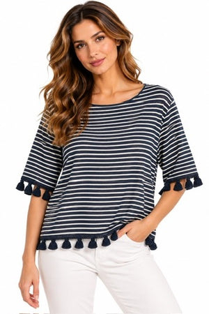 SOLO TG. 48 - SEVENTY - T-shirt Maglia Fantasia - Blu e Bianca