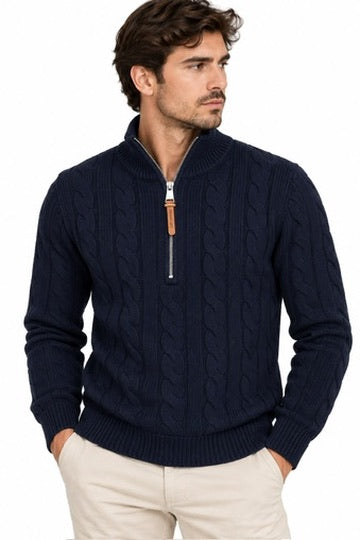 Maglione Mezza Zip Lavorato Invernale - GIANNI LUPO - Col. BLU - GL35632