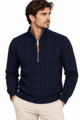 Maglione Mezza Zip Lavorato Invernale - GIANNI LUPO - Col. BLU - GL35632