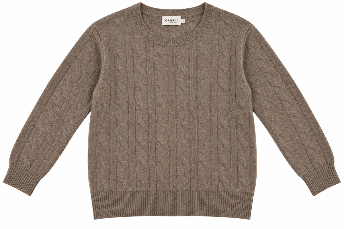 Maglione CASHMERE A TRECCIA Fin.12 - GRIFFAI DGF6962 - Col.Tortora