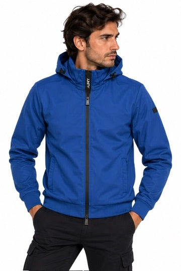 SOLO TG. S e M - UNITY - Giacca a Vento Tecnica con Cappuccio staccabile - Col. Bluette  Cuciture Termosaldate ANTI Acqua e Vento