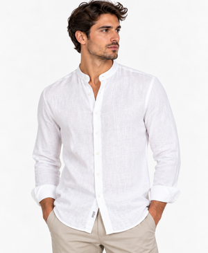 SOLO TG. S-XL - Lupo - Camicia Lino Coreana - Col. Bianco