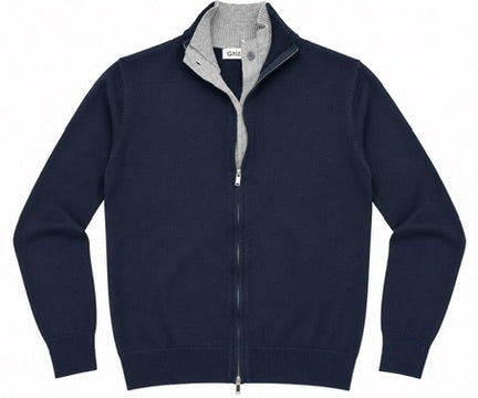 Maglia Invernale Cardigan Doppio con Full Zip - GRIFFAI - Col.Blu UGF4015