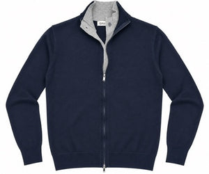 Maglia Invernale Cardigan Doppio con Full Zip - GRIFFAI - Col.Blu UGF4015