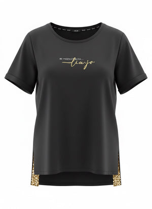 SOLO Tg. XS - LiuJo - T-shirt in cotone con logo LIUJO - TA3185 - Nero VESTE ABBONDANTE