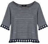 SOLO TG. 48 - SEVENTY - T-shirt Maglia Fantasia - Blu e Bianca