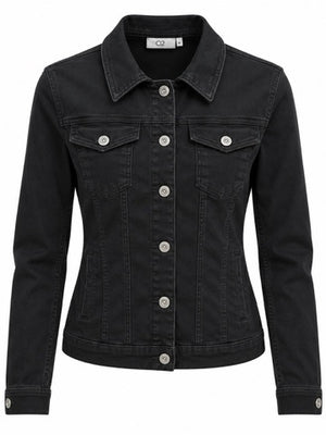 SOLO TG. XL che veste una M - Giubbottino Jeans Nero Donna Q2