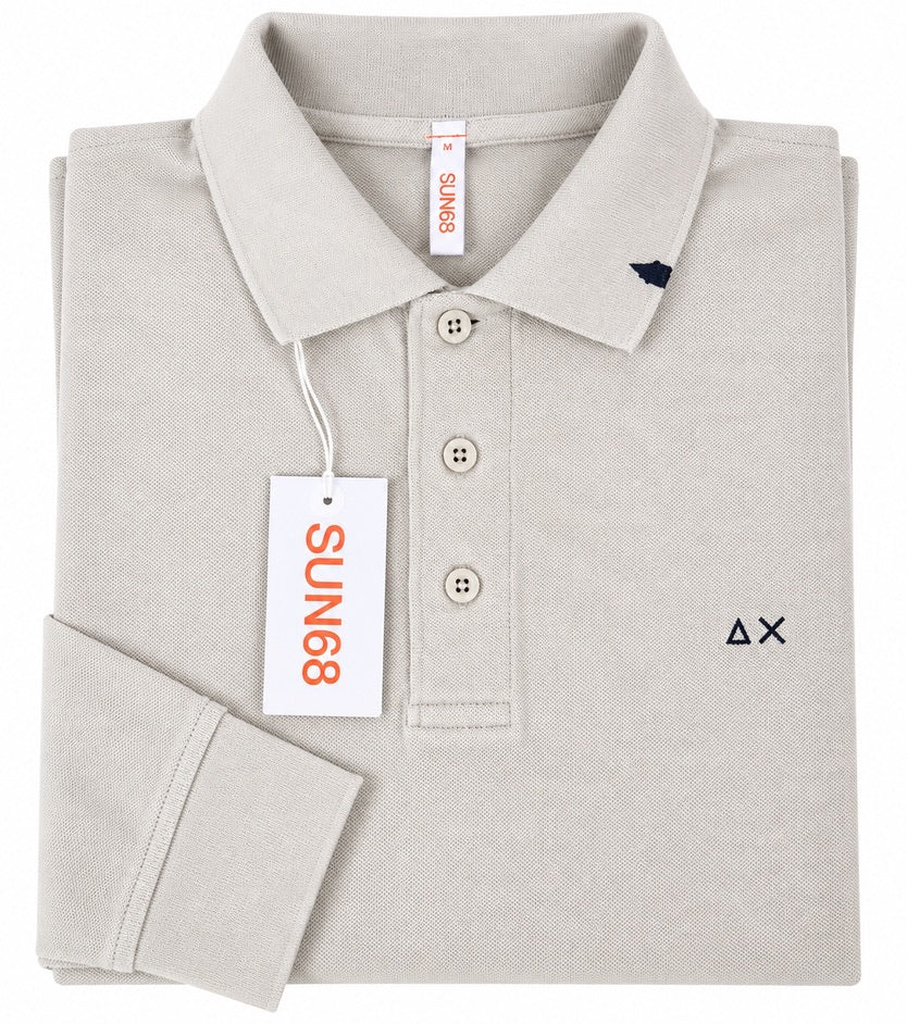 SOLO TG. S - SUN68 Polo - Polo Manica Lunga in Cotone