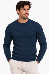 SOLO TG. M e L - Maglione Girocollo Tessuto Lavato - GIANNI LUPO - Col. Blu Navy - GL33386