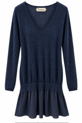 SOLO TG. XS e L - OTTO DAME - Abito Donna invernale in Maglia e tipo seta DM6416 BLU