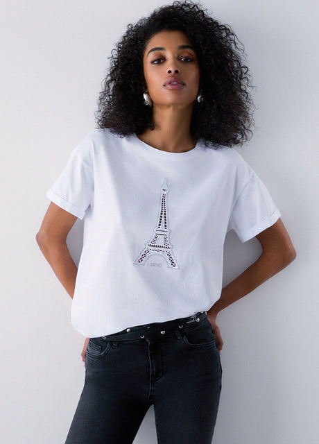 SOLO TG. XS-S-XL , LiuJo - T-shirt in cotone con Disegno LIUJO - WA6413 - Bianca
