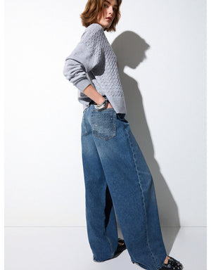 SOLO TG. 26-27 LiuJo - Jeans Lungo Palazzo con Applicazioni -  UA6111 D4854 - NEW