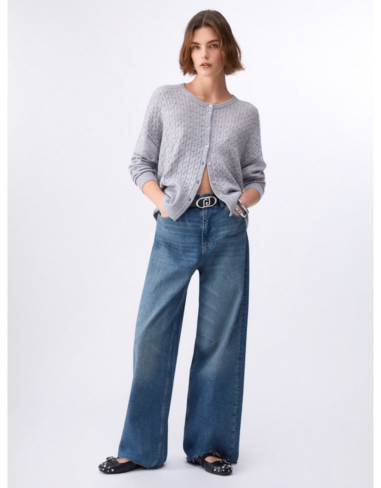 SOLO TG. 26-27 LiuJo - Jeans Lungo Palazzo con Applicazioni -  UA6111 D4854 - NEW
