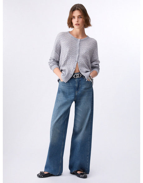 SOLO TG. 26-27 LiuJo - Jeans Lungo Palazzo con Applicazioni -  UA6111 D4854 - NEW