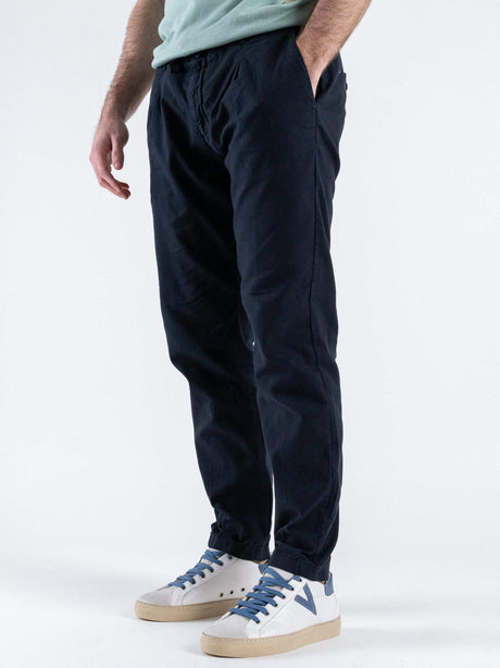 Pantalone 100% LINO Uomo - Regular Fit comodo in gamba - GIANNI LUPO Blu con laccio in vita