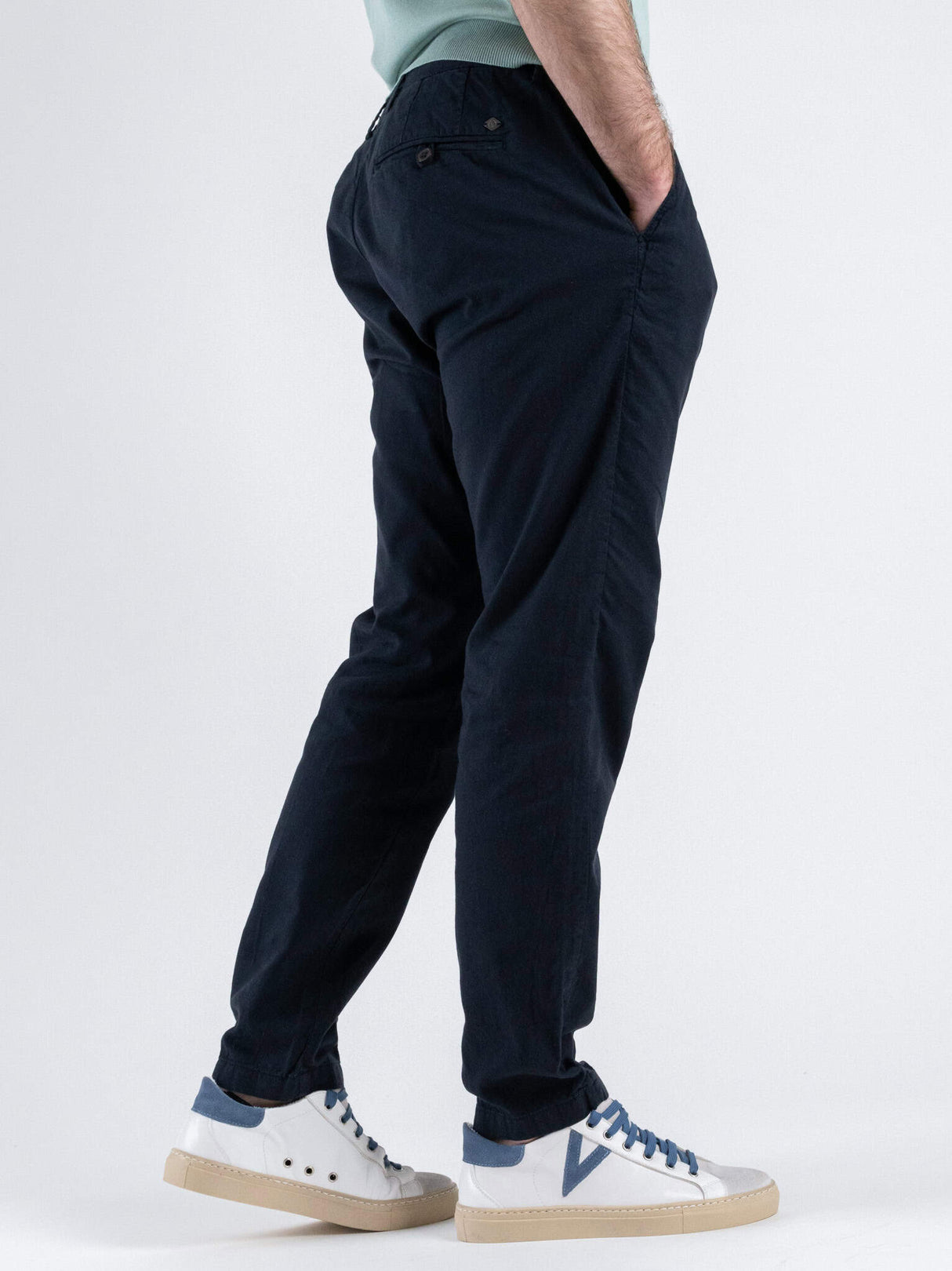 Pantalone 100% LINO Uomo - Regular Fit comodo in gamba - GIANNI LUPO Blu con laccio in vita