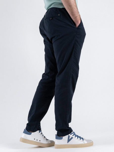 Pantalone 100% LINO Uomo - Regular Fit comodo in gamba - GIANNI LUPO Blu con laccio in vita