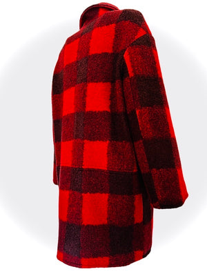 Cappotto Donna Fiona - Made in Italy - Vera Lana - Rosso/Nero