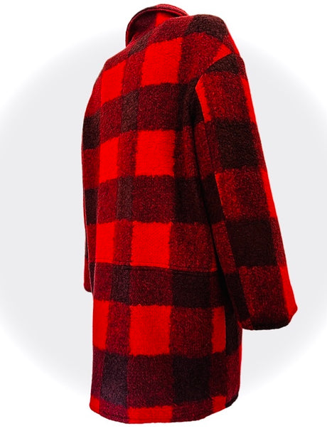 Cappotto Donna Fiona - Made in Italy - Vera Lana - Rosso/Nero