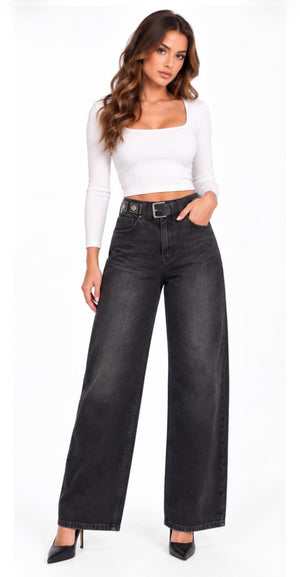 LiuJo - Jeans Lungo Palazzo con Cintura -  UF6186 D0370  NOVITà