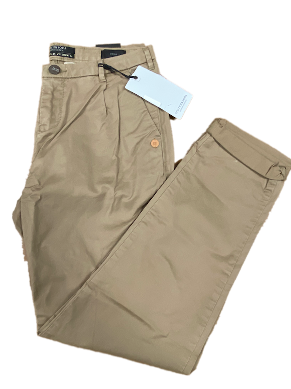 SOLO TG 26 , 30 - Pantalone Cotone Scotch & Soda - Beige Scuro -  Vita Medio/Alta