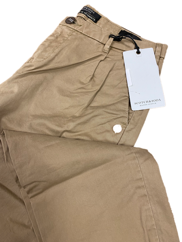 SOLO TG 26 , 30 - Pantalone Cotone Scotch & Soda - Beige Scuro -  Vita Medio/Alta