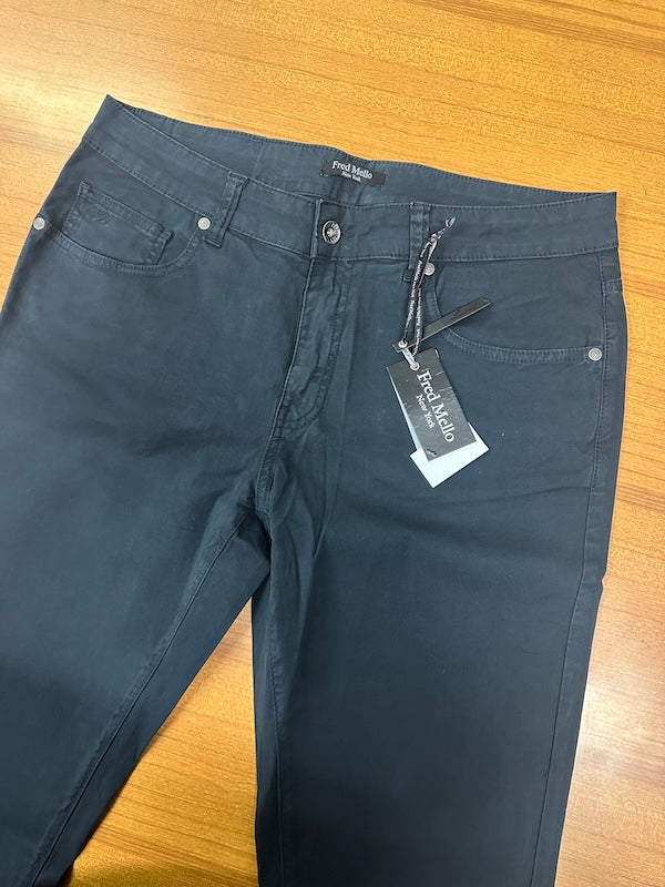 SOLO TG 33 - FRED MELLO Pantalone di Cotone Slim Fit - BLU