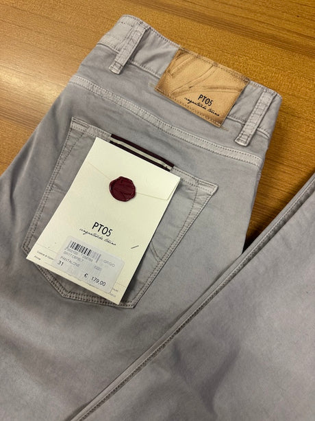 SOLO TG 31,35,36 - PT01 Pantalone di Cotone Slim Fit - Grigio