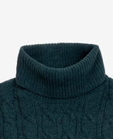 Maglione Collo Alto Tessuto Ciniglia INVERNALE TRECCIA - GIANNI LUPO - Col. British Green - GL521S